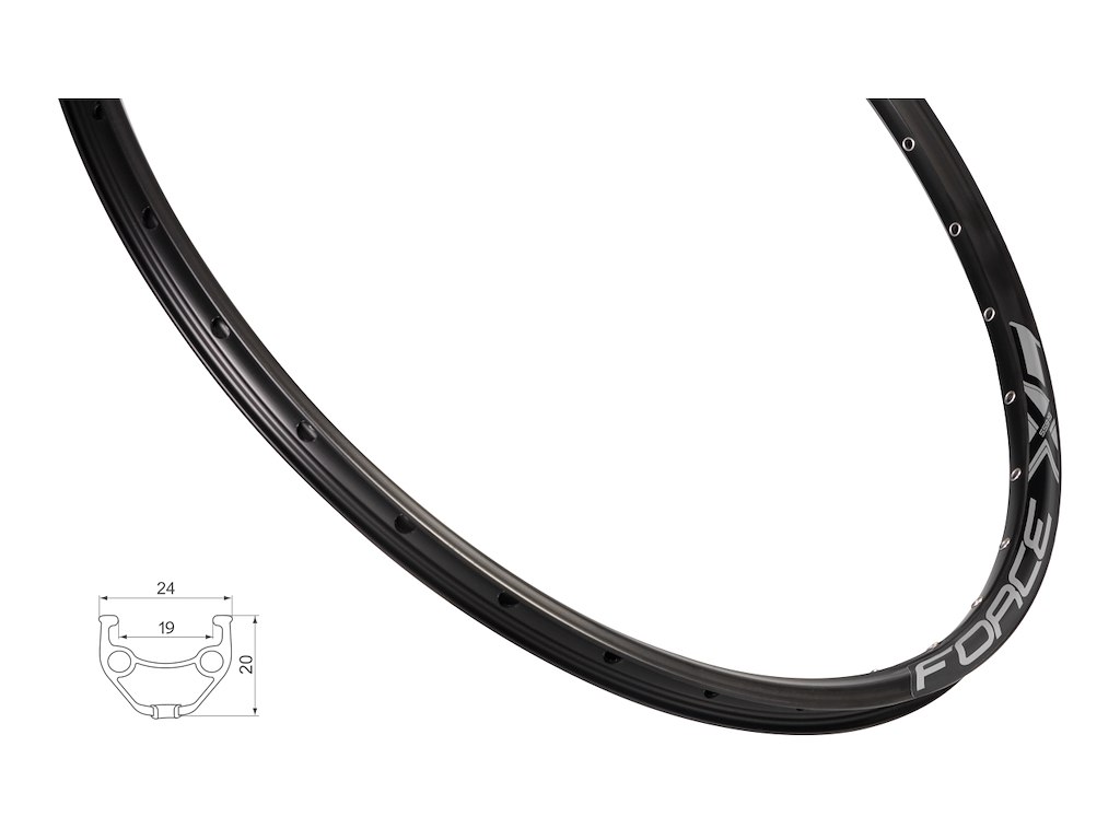 Force XC Basic felg 26" (559x19) aluminium 36 eikehull skivebrems svart