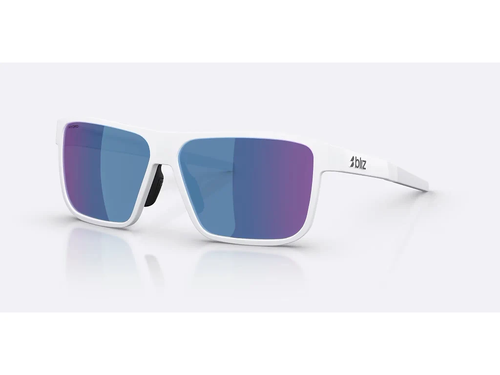 Bliz A008 large sykkelbriller matt hvit/smoke/blue multi