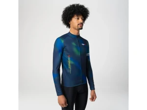 AGU Printed Essential langermet sykkeltrøye blå herre
